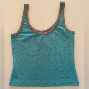 Dolce & Gabbana Vintage 1990 Metallic Blue And Silver Tank Top Made In Italy